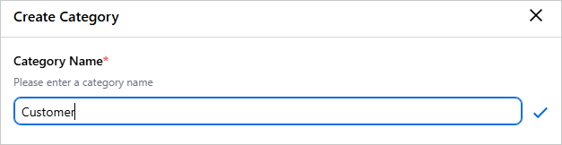 Create Category pane with Customer entered as the Category Name