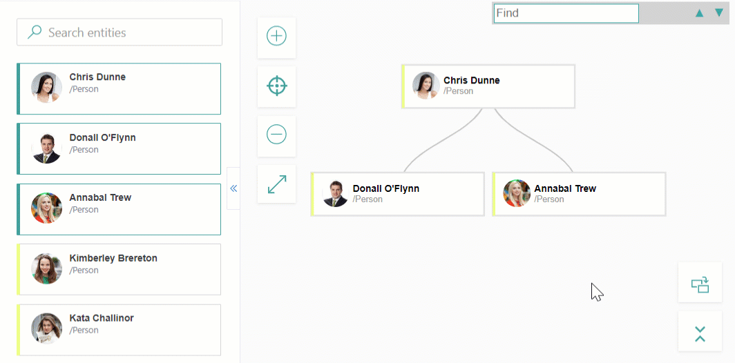Animation: replacing an element in the hierarchy by dragging a different record from the left pane onto an existing node