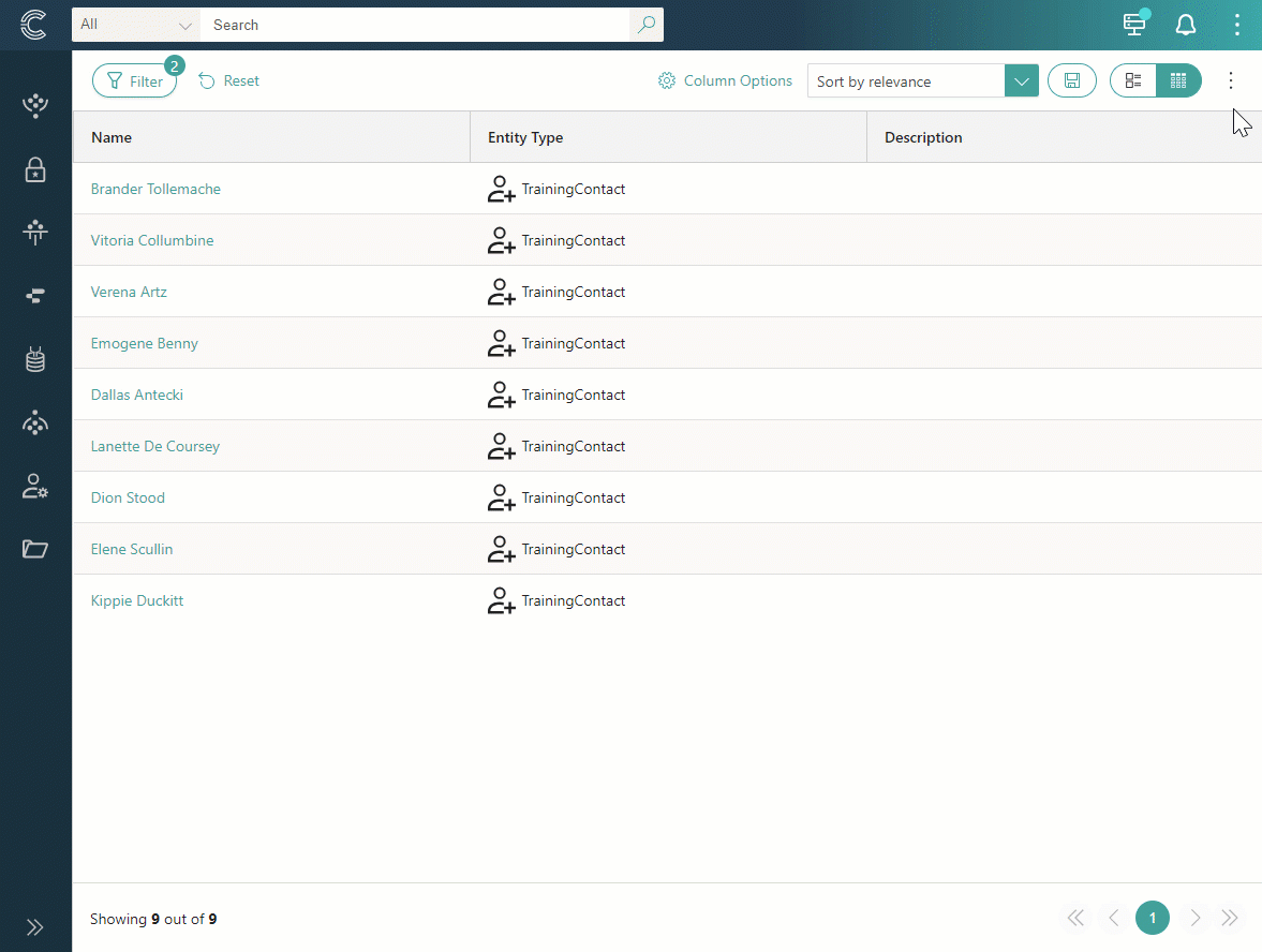Animation: on the search results page, selecting golden records, choosing delete, reviewing them, selecting Next, entering DELETE, and confirming