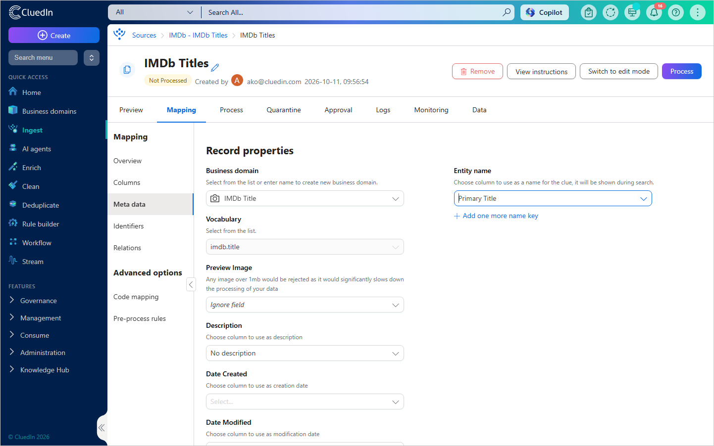 Ingestion Endpoint Mapping